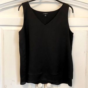Ann Taylor Layered Sleeveless Black Blouse